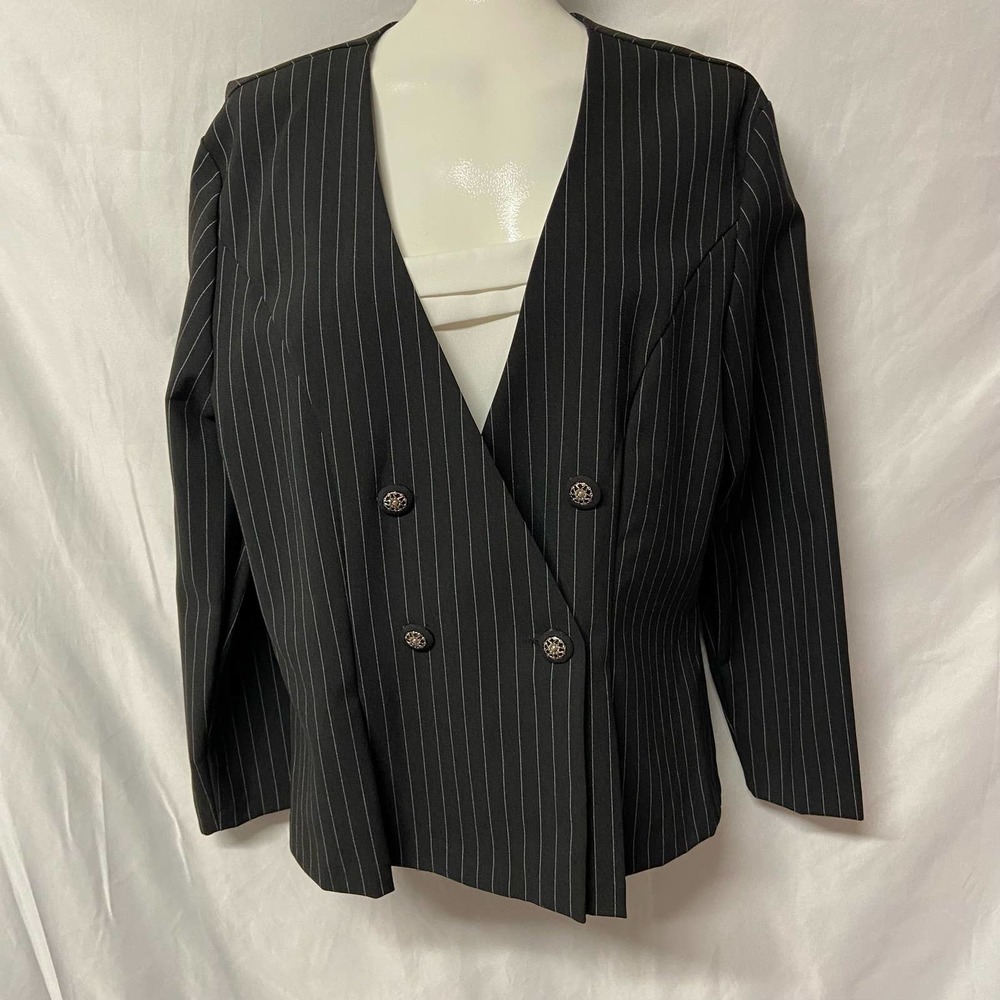 Dress Savvy New York Jacket Black Pinstripe  12P